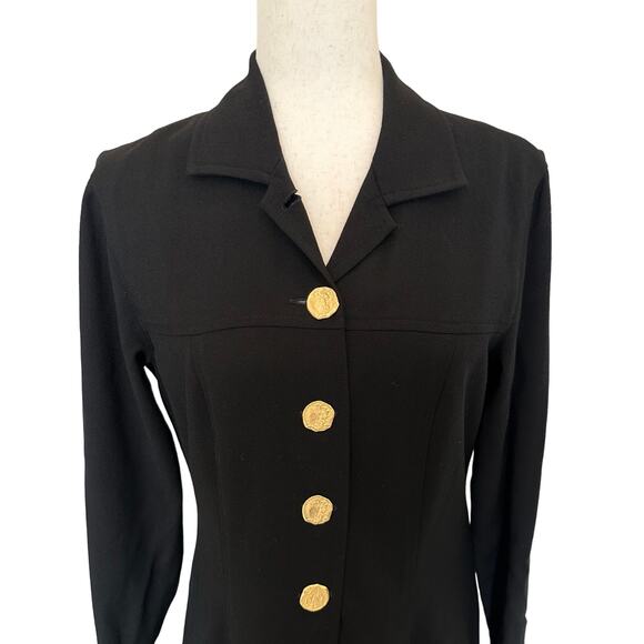 Simona Womens Long Jacket or Dress Size 12 AU* Black 100% Wool Oversized Buttons - Picture 4 of 14